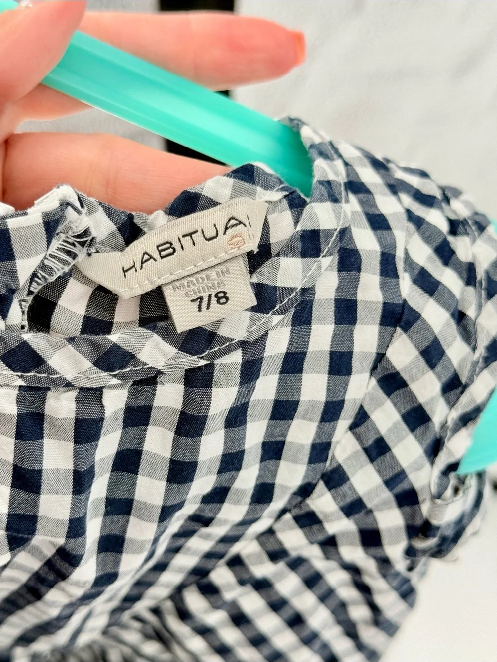 Habitual Navy & White Gingham Ruffle Tank Top